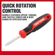 Craftsman screwdriver with a black and red handle designed for quick rotation control and multiple application use.