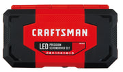 A red and black Craftsman branded case for an LED precision screwdriver set, with white text on the front.